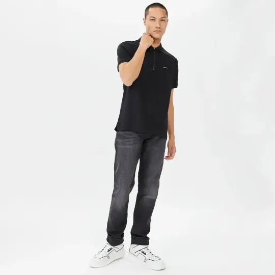Calvin Klein Smooth Cotton Zip Polo Siyah - 2