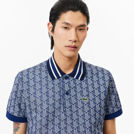 Classic Fit Monogram Polo Mavi - 2