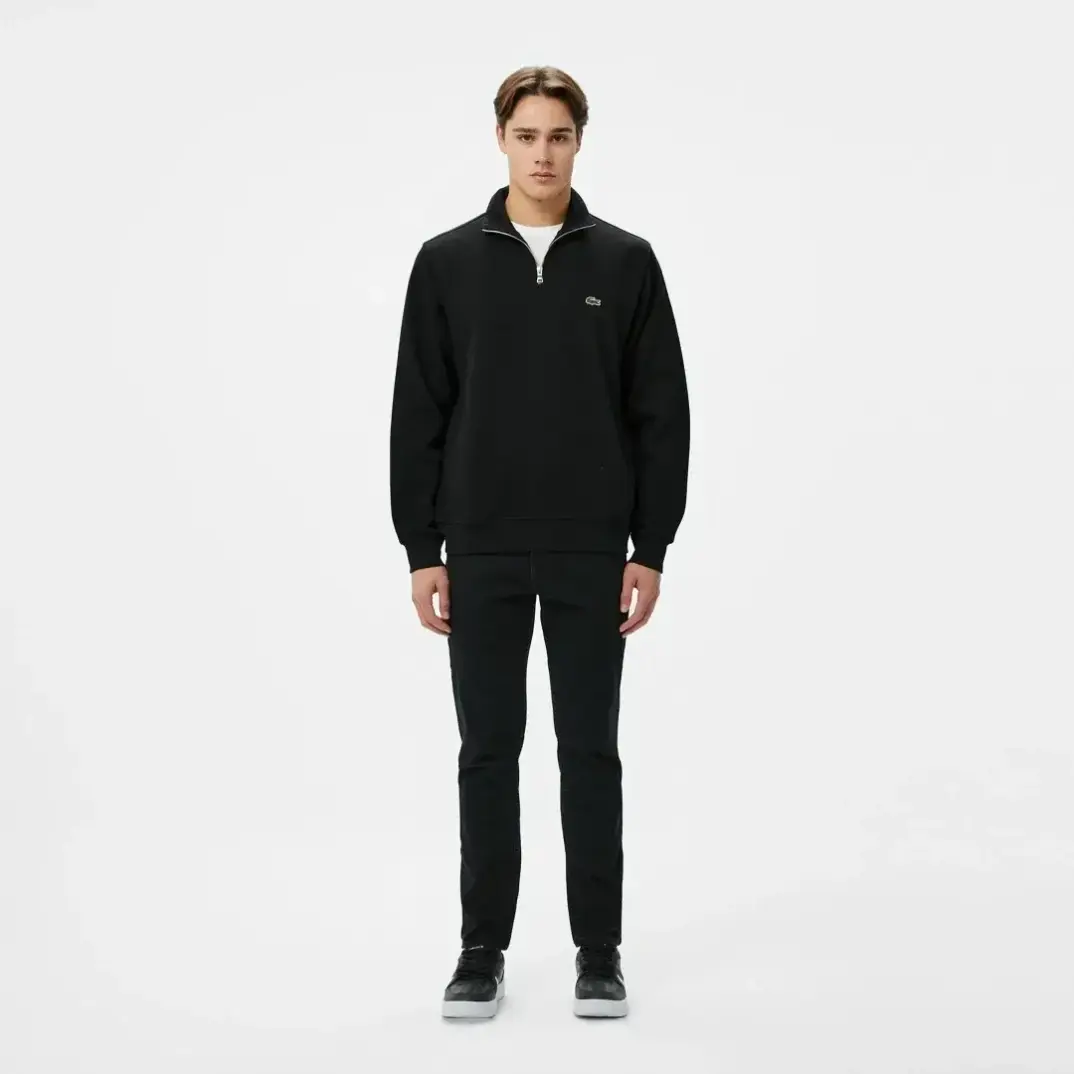 Classic Fit Yarım Fermuarlı Sweatshirt Siyah - 3