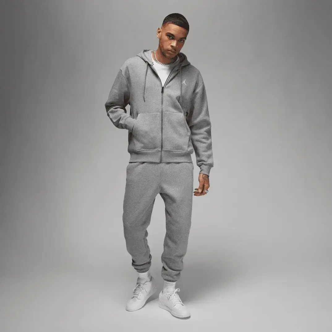 Essentials Tam Boy Fermuarlı Fleece Takım Gri - 1