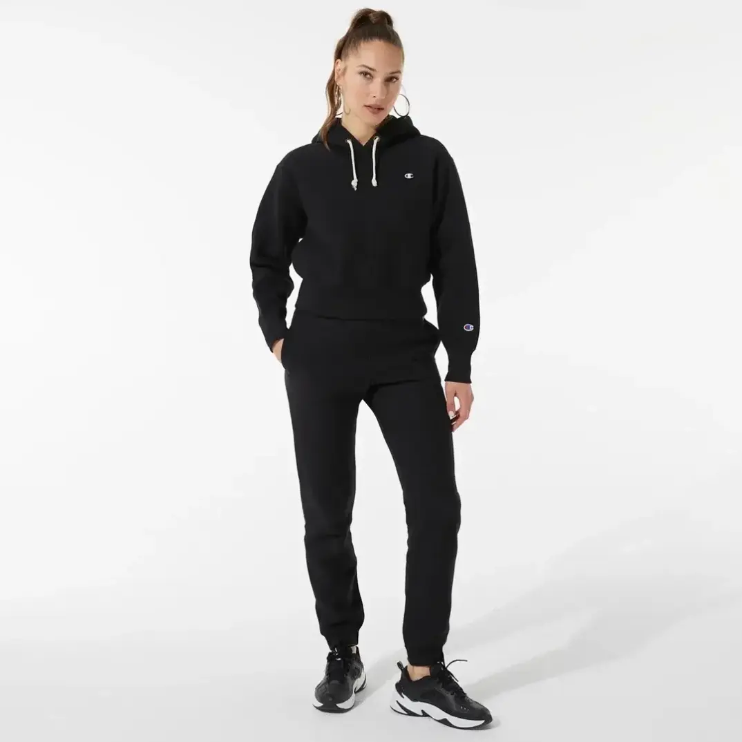 Reverse Weave Kadın Hoodie C Logo Siyah - 4