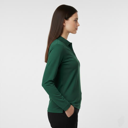 Smooth Uzun Kollu Polo Yaka Kadın Yeşil - 2