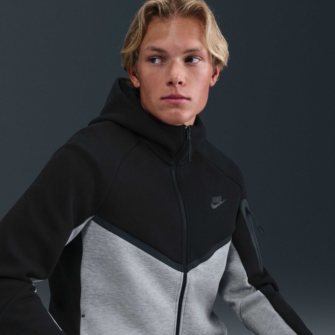Tech Full-Zip Windrunner Hoodie Dark Grey Heather Black - 3