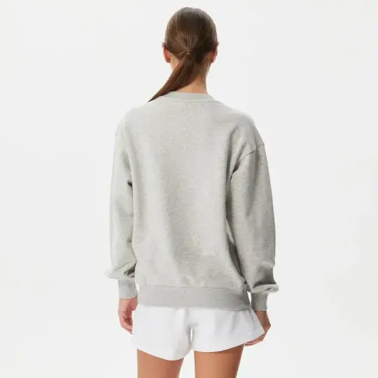 Tonal Embroidery Fleece Kadın Sweatshirt Gri - 2
