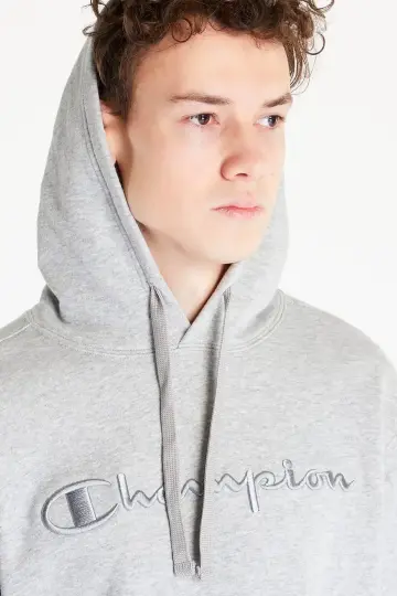 Tonal Embroidery Heavy Cotton Hoodie Gri - 3