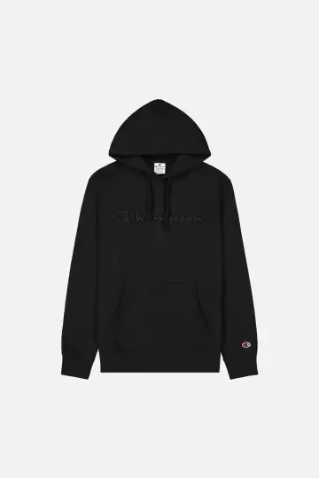 Tonal Embroidery Heavy Cotton Hoodie Siyah